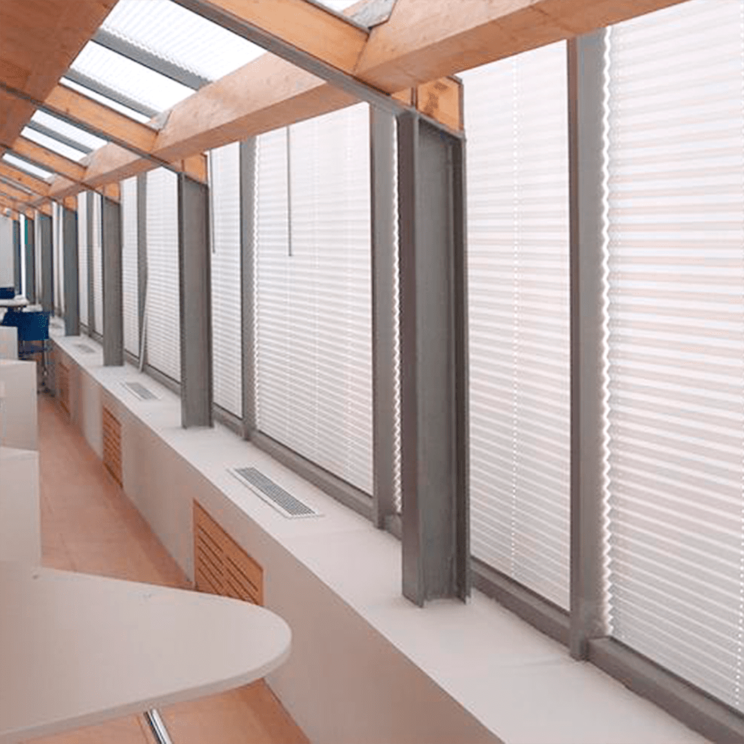 Cortinas plisadas en espacios profesionales